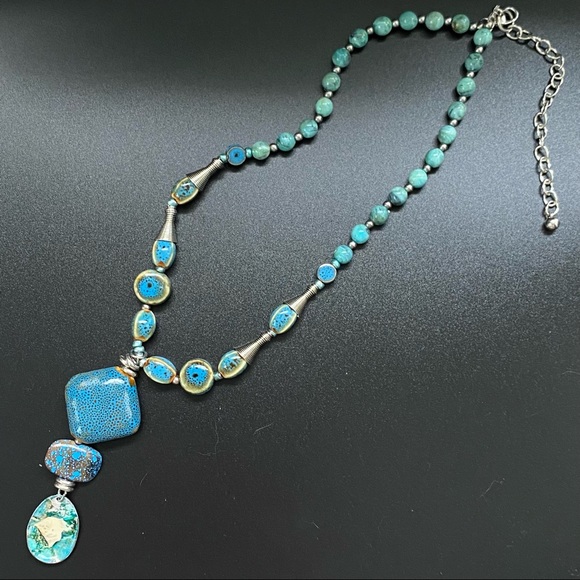 Silver Gemstone, Stones and Bead Necklace - Picture 1 of 4